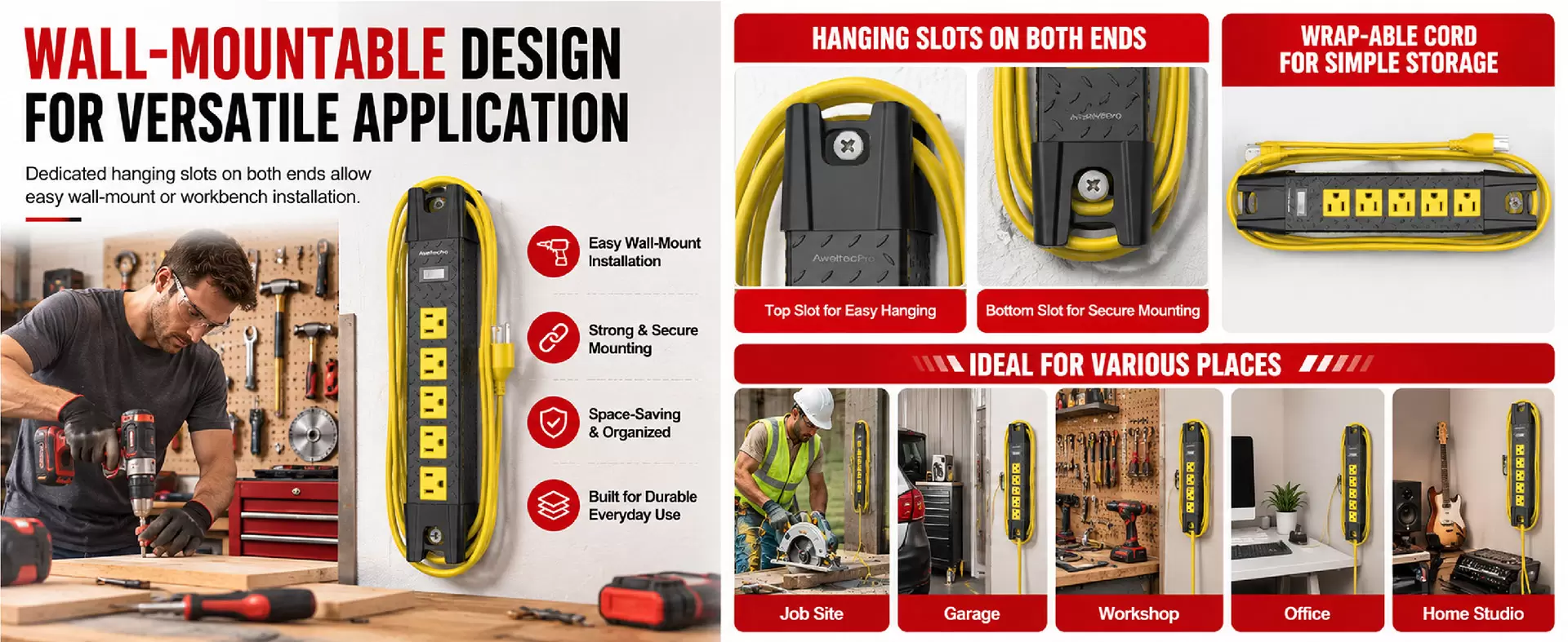 Bộ bảo vệ chống sét lan truyền bằng kim loại 6 ổ cắm AweltecPro cho xưởng gara