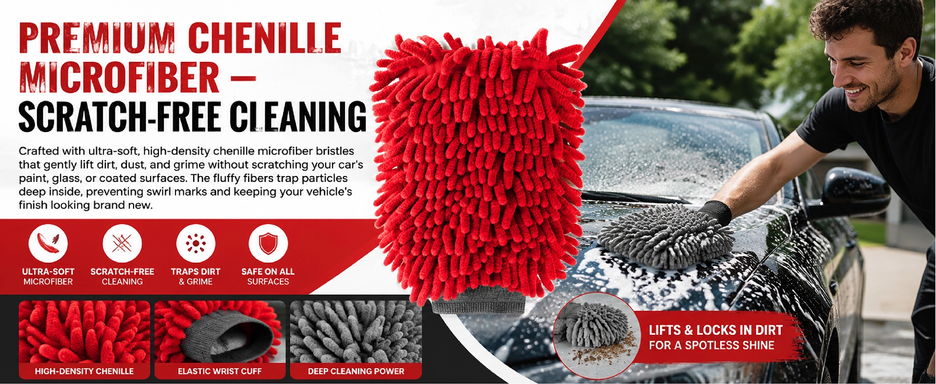 Găng tay rửa mặt Chenille sợi nhỏ Allroad 7 gói