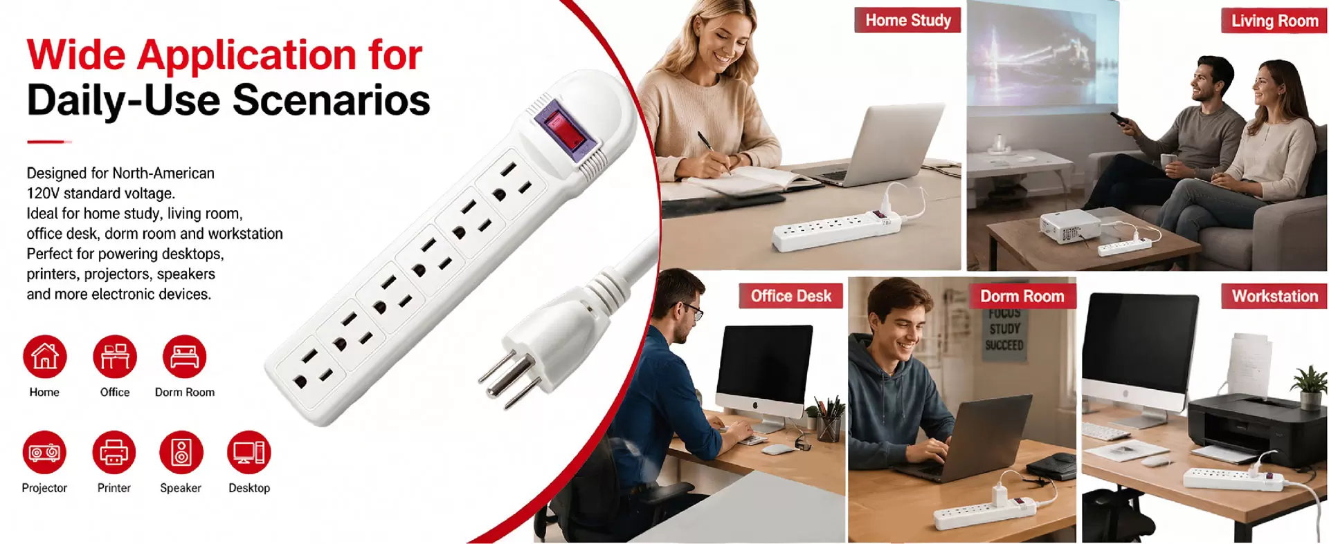 Dải nguồn nối đất 6 ổ cắm có công tắc đặt lại