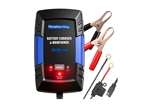 Bộ sạc pin Aweltec 6V/12V Bộ bảo tr&igrave; th&ocirc;ng minh 800mA cho m&aacute;y cắt cỏ &ocirc; t&ocirc;, xe m&aacute;y