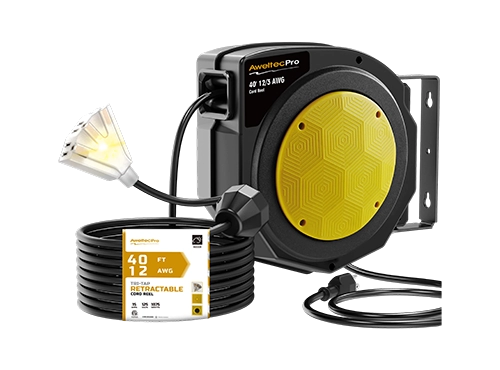 Cuộn d&acirc;y k&eacute;o d&agrave;i c&oacute; thể thu v&agrave;o AweltecPro 40FT, 12/3 AWG, được liệt k&ecirc; ETL