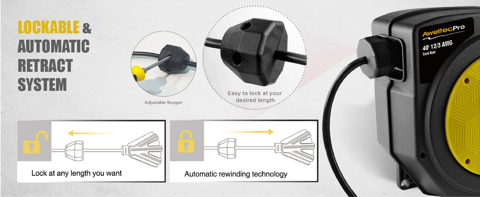 Cuộn dây nối dài có thể thu vào AweltecPro 40FT